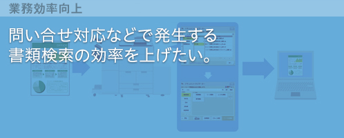 問い合わせ対応などで発生する書類検索の効率を上げたい。