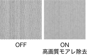 図版:モアレ除去ONとOFFの比較