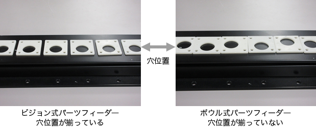 ビジョン式パーツフィーダー穴位置が揃っている 穴位置 ボウル式パーツフィーダー穴位置が揃っていない