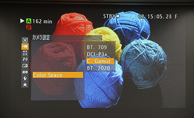 写真：EOS C500のカラースペースにはいくつかの種類があるが、その中からCinema Gamutを選択する