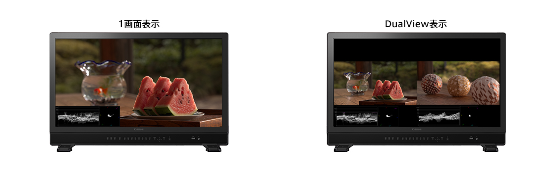 画像:波形モニターとベクトルスコープの同時表示対応