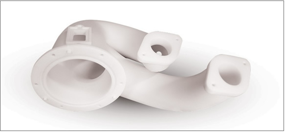 PAプラスチックで造形されたダクト部品のモックアップ